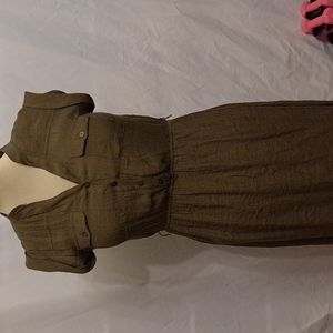 Dark green crinkle   sheer dress